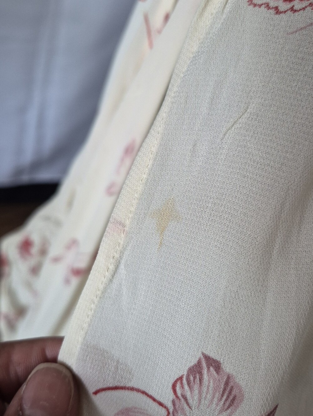 Vintage Banana Republic Cream Maxi Wrap Dress with Pink Floral Motif - Picture 9 of 13